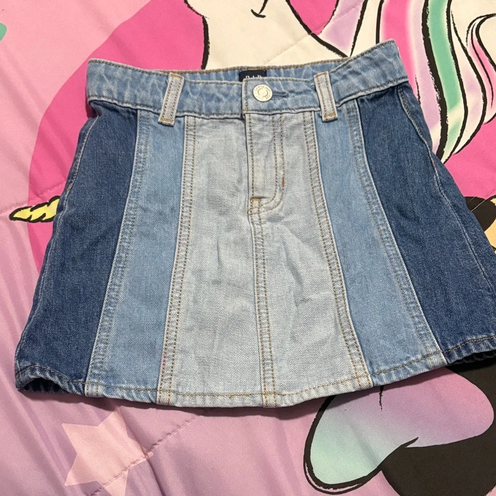 GAP Two-Tone Denim Panel Mini Skirt - Light Blue & Dark Blue